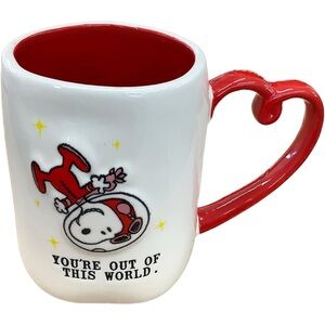 Rae Dunn Valentine’s Out of This World Space White Ceramic Mug Heart Handle 14OZ